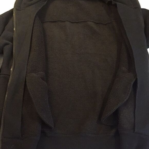 Black Fleece Lined Full Zip Hoodie Jacket Pit to Pit 26 1/2” WARM USED - Picture 10 of 13